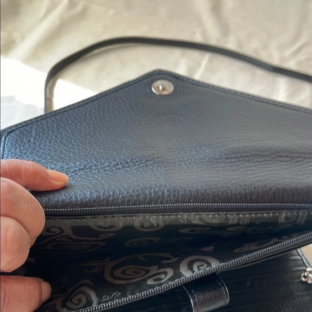 Brighton Black Crossbody Bag with Sleek Leather and Metallic Accents - Picture 8 of 11